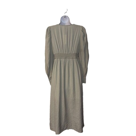 By The River NWT Mint Green Striped Dress Peasant Boho Size Medium Shimmery - Picture 5 of 16